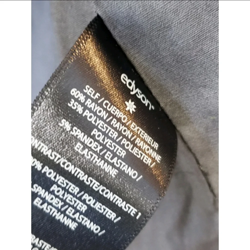 Edyson Vegan Leather Jacket Womens Size L Brown Stretch Long Sleeve Open Front